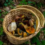 Pilzesammeln rund um den Lipno-See: Tipps für das Pilzesammeln im Herbst Košík s nasbíranými houbami v podzimním lese u Lipna